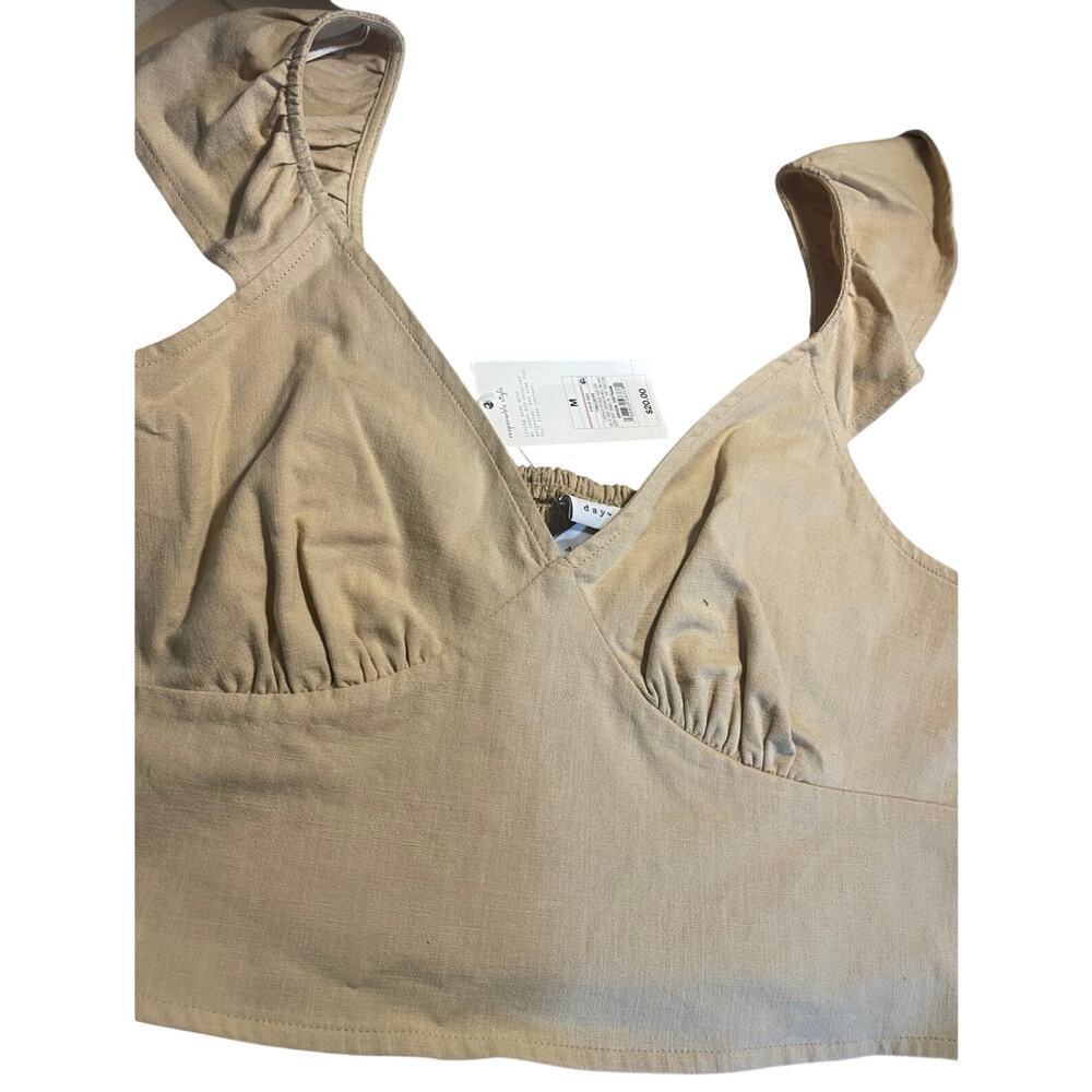 A New Day: Womens Tan Ruffle Sleeve Woven Halter Top - Picture 4 of 6